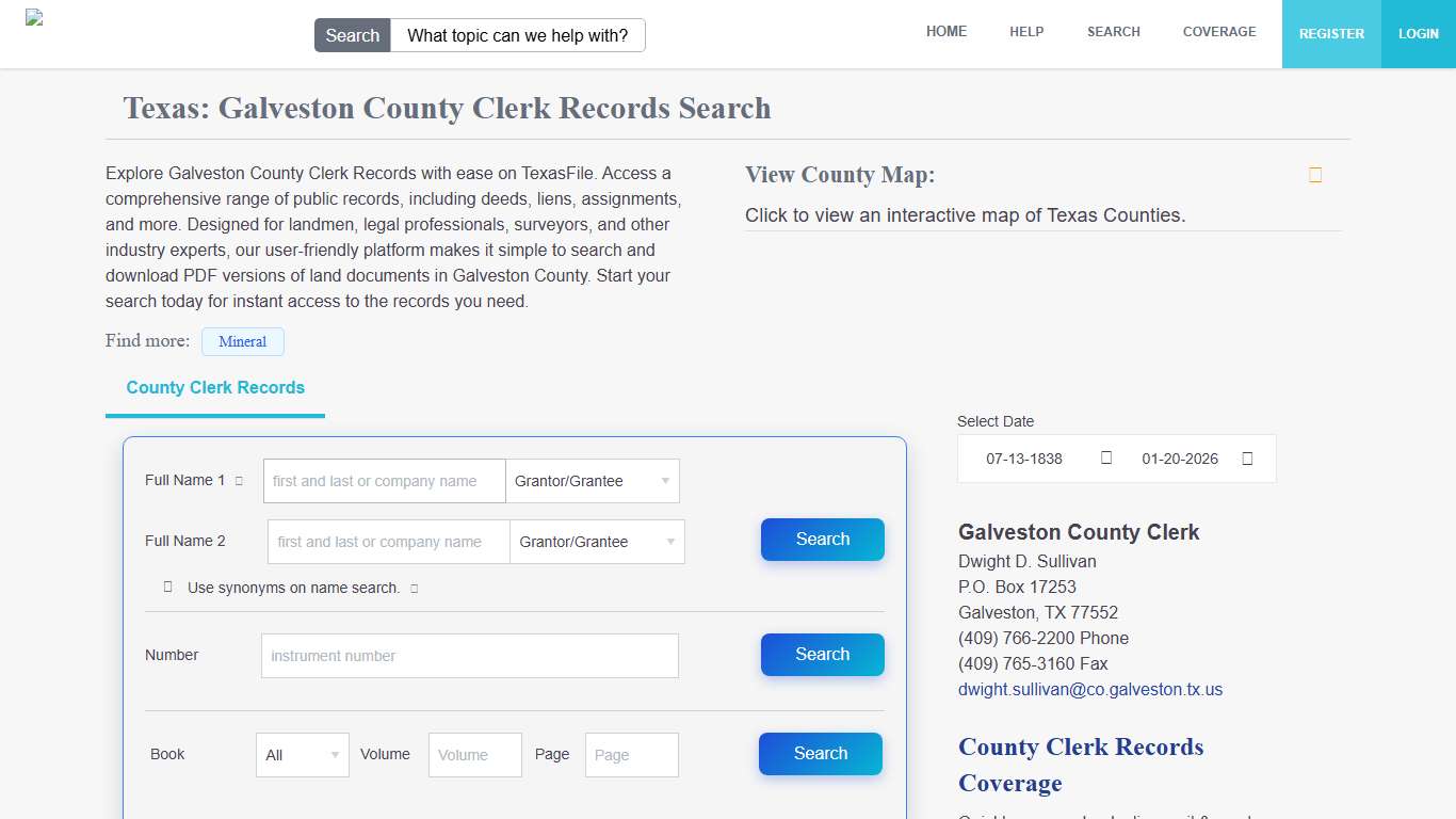 Galveston County Clerk Records Search TexasFile